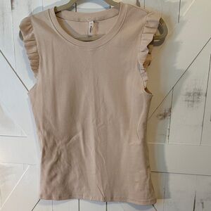 Wishlist Beige / Cream Ruffle Sleeve Tank Top